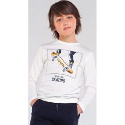 Mayoral - Longsleeve dziecięcy 128-172 cm. Białe t-shirty chłopięce Mayoral, z nadrukiem, z bawełny, z długim rękawem. Za 70,90 zł.