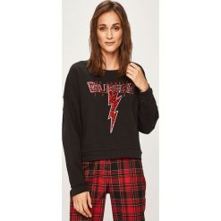 Guess Jeans - Bluza. Czarne bluzy damskie Guess Jeans, s, z aplikacjami, z bawełny, bez rękawów, bez kaptura. Za 399,90 zł.