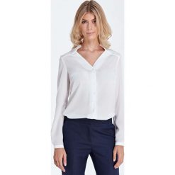 Ecru Elegancka Bluzka z Ozdobnym Dekoltem. Szare podkoszulki damskie marki Molly.pl, xl, bez wzorów, eleganckie, bez kołnierzyka, z długim rękawem. Za 121,90 zł.
