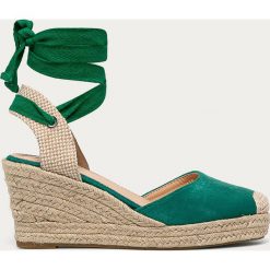 Answear - Espadryle Buonarotti. Zielone koturny damskie ANSWEAR, z okrągłym noskiem, bez obcasa, na obcasie, na sznurówki. Za 129,90 zł.