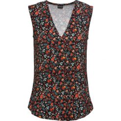 Top bonprix czarny w kwiaty. Czarne bluzki damskie bonprix, z nadrukiem, z dekoltem w serek. Za 54,99 zł.