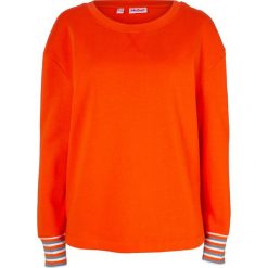 Bluza ze ściągaczem w paski, długi rękaw bonprix mandarynkowo-czerwony. Czerwone bluzy damskie bonprix, w paski, z długim rękawem, długie, bez kaptura. Za 37,99 zł.