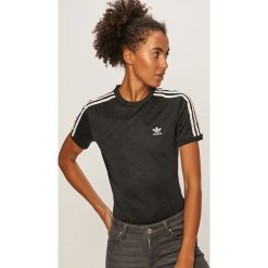 Adidas Originals - T-shirt. Czarne topy damskie adidas Originals, bez wzorów, z elastanu, casualowe, z okrągłym kołnierzem. W wyprzedaży za 139,90 zł.