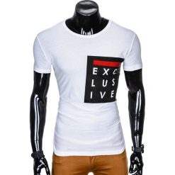 T-shirt męski z nadrukiem S882 - biały. Białe t-shirty męskie Ombre Clothing, s, z nadrukiem, bez kołnierzyka. Za 15,99 zł.
