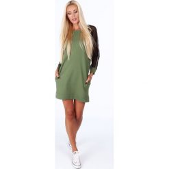 Sukienka sportowa z siatkowymi rękawami khaki 0201. Brązowe sukienki marki Fasardi, l, sportowe, sportowe. Za 99,00 zł.