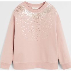 Mango Kids - Bluza dziecięca Virgo 110-164 cm. Różowe bluzy dziewczęce Mango Kids, z aplikacjami, z bawełny, bez rękawów, bez kaptura. Za 69,90 zł.