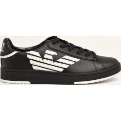 EA7 Emporio Armani - Buty skórzane. Czarne sneakersy męskie EA7 Emporio Armani, z gumy, na sznurówki. W wyprzedaży za 629,90 zł.