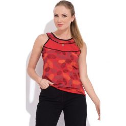 Top w kolorze koralowym. Czerwone topy sportowe damskie Namaste, z nadrukiem, z bawełny, bez rękawów. W wyprzedaży za 107,95 zł.