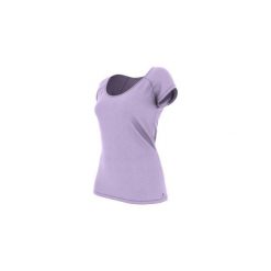 Koszulka krótki rękaw slim Gym & Pilates 500 damska. Fioletowe bluzki sportowe damskie DOMYOS, xl, z bawełny. Za 19,99 zł.