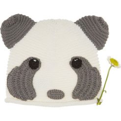 Czapka w kolorze szaro-kremowym. Szare czapeczki niemowlęce Benetton Kids, bez wzorów, z bawełny. W wyprzedaży za 39,95 zł.