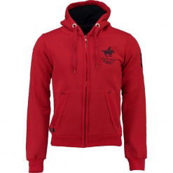Bluza "Gampai" w kolorze czerwonym. Czerwone bluzy męskie rozpinane marki Geographical Norway Men, m, z haftami, prążkowane. W wyprzedaży za 136,95 zł.