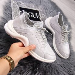 Sneakersy skórzane wsuwane srebrne Vinceza. Szare buty sportowe damskie Vinceza, bez wzorów, sportowe. Za 101,99 zł.