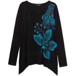 Desigual koszulka damska Ts Lena L czarna. Czarne koszulki damskie Desigual, l, z nadrukiem, ze lnu, bez kołnierzyka, bez rękawów. Za 249,00 zł.