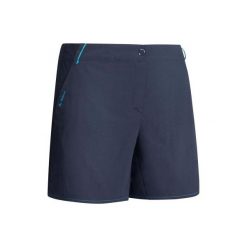 Spodenki turystyczne MH100 damskie. Niebieskie szorty damskie QUECHUA, bez wzorów, z elastanu. Za 39,99 zł.