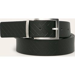 Emporio Armani - Pasek skórzany dwustronny. Pomarańczowe paski męskie Emporio Armani, w paski, ze skóry. Za 489,90 zł.