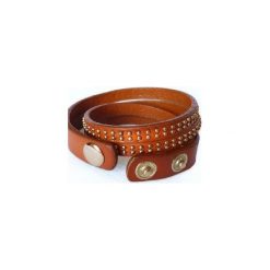 Bransoletka Natural Leather. Czerwone bransoletki damskie marki Moderntime, ze skóry, metalowe. Za 39,90 zł.