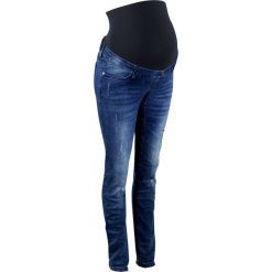 Dżinsy ciążowe "destroyed look", SKINNY bonprix niebieski "stone". Niebieskie jeansy damskie bonprix, z bawełny. Za 129,99 zł.