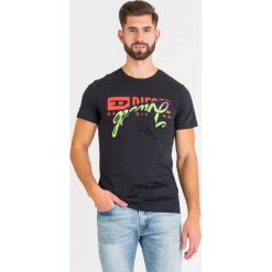 T-SHIRT T-DIEGO DIESEL. Czarne t-shirty męskie Diesel, s, z nadrukiem, z bawełny, z okrągłym kołnierzem. Za 173,40 zł.