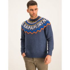 Sweter Napapijri Dune N0YIZS. Niebieskie swetry męskie Napapijri, xl, bez wzorów, klasyczne, z klasycznym kołnierzykiem, bez kaptura. W wyprzedaży za 559,00 zł.