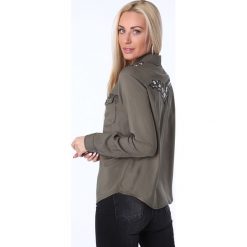 Koszula z haftem khaki MP26038. Brązowe koszule damskie marki Fasardi, s, z haftami. Za 59,00 zł.