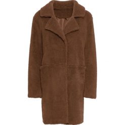 Płaszcz "baranek" bonprix wielbłądzia wełna. Pomarańczowe płaszcze damskie bonprix, z haftami, z wełny. Za 124,99 zł.