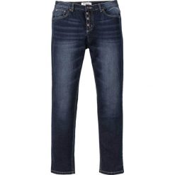 Dżinsy ze stretchem Slim Fit Straight bonprix ciemnoniebieski "stone". Niebieskie jeansy męskie bonprix, m, bez wzorów. Za 109,99 zł.
