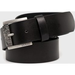 Guess Jeans - Pasek skórzany. Czarne paski męskie Guess Jeans, z aplikacjami, z jeansu. Za 219,90 zł.