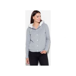 Bluza K190 Szary. Szare bluzy damskie KATRUS, l, bez wzorów, z dzianiny, bez rękawów, bez kaptura. Za 129,00 zł.