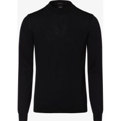 BOSS - Męski sweter z wełny merino – Bjarno, niebieski. Niebieskie swetry męskie Boss, xxl, bez wzorów, z wełny, bez kołnierzyka, bez kaptura. Za 599,95 zł.