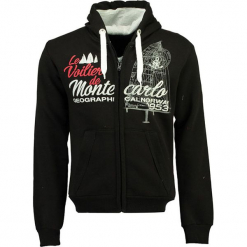 Bluza "Gatche" w kolorze czarnym. Czarne bluzy męskie rozpinane marki Geographical Norway Men, m, z haftami, prążkowane. W wyprzedaży za 136,95 zł.