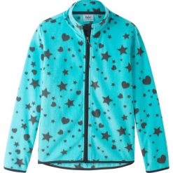 Lekka bluza rozpinana z polaru bonprix morski. Niebieskie bluzy dziewczęce bonprix, z aplikacjami, z polaru, bez rękawów, bez kaptura. Za 54,99 zł.