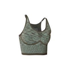 Stanik YOGA bez szwów. Brązowe biustonosze bardotka DOMYOS, ze skóry. W wyprzedaży za 44,99 zł.