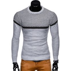 SWETER MĘSKI E131 - SZARY. Czarne swetry klasyczne męskie marki Inny, m, z bawełny. Za 49,00 zł.