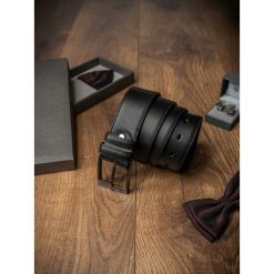 Pasek męski skórzany Rovicky PWN-01-D1 95cm czarny - 95. Czarne paski męskie w paski, ze skóry, eleganckie. Za 34,99 zł.
