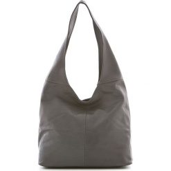 Shopper bag damskie: Skórzana torebka w kolorze szarym – 33 x 32 x 32 cm