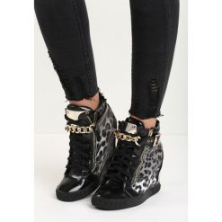 Sneakersy damskie: Czarno-Szare Panterkowe Sneakersy Safari