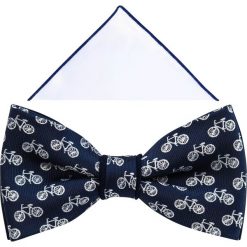 Granatowa mucha w rowery A307. Białe muszki męskie Modini Moda Męska, na co dzień, bez wzorów, z bawełny, eleganckie. Za 49,50 zł.