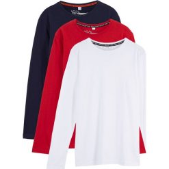 Shirt z długim rękawem (3 szt.) bonprix czerwony + ciemnoniebieski + biały. Czerwone t-shirty chłopięce bonprix, bez wzorów, z dresówki, z długim rękawem. Za 53,97 zł.