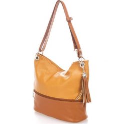 Torebki klasyczne damskie: Skórzana torebka w kolorze jasnobrązowym – 50 x 35 x 18 cm