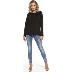 Wygodna Cienka Czarna Bluza z Szerokim Kominem. Czarne bluzki damskie marki Molly.pl, s, bez wzorów, z kominem, bez rękawów. Za 129,90 zł.