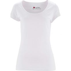 Shirt z krótkim rękawem bonprix biały. Białe koszulki damskie marki bonprix, bez wzorów, z okrągłym kołnierzem, z krótkim rękawem. Za 29,99 zł.