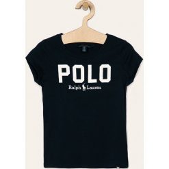Polo Ralph Lauren - T-shirt dziecięcy 128-176 cm. Niebieskie bluzki dziewczęce z nadrukiem, z bawełny, z okrągłym kołnierzem, krótkie. Za 169,90 zł.