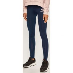 Hummel - Legginsy. Niebieskie spodnie damskie Hummel, s, z nadrukiem, z elastanu. W wyprzedaży za 99,90 zł.