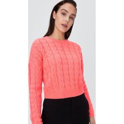 Sweter z warkoczowym splotem - Pomarańczowy. Pomarańczowe swetry damskie Sinsay, s, bez wzorów, ze splotem, bez rękawów, bez kaptura. Za 49,99 zł.