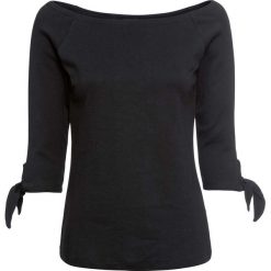 Shirt z dekoltem "carmen", rękawy 3/4 bonprix czarny. Czarne bluzki damskie bonprix, bez wzorów, z bawełny, bez kołnierzyka. Za 69,99 zł.