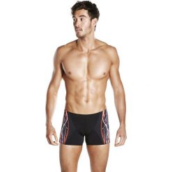 Kąpielówki męskie: Speedo Kąpielówki męskie Placement Digital V Aquashort Black/Hot Orange/Vita Grey r. M (810850B725)