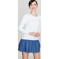 Niebieska Sukienka z Podwójna Falbanką w Kratę. Niebieskie sukienki damskie Molly.pl, s, bez wzorów, z dzianiny, z falbankami, bez rękawów. Za 148,90 zł.