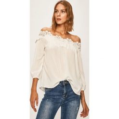Answear - Bluzka. Białe bluzki damskie ANSWEAR, s, bez wzorów, z bawełny, bez kołnierzyka, z długim rękawem. Za 129,90 zł.