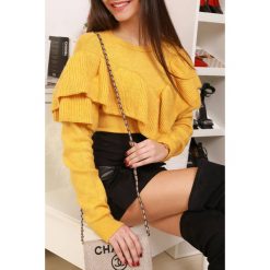 Sweter BRIZELA MUSTARD. Żółte bluzy damskie IVET, bez wzorów, bez rękawów, bez kaptura. W wyprzedaży za 49,00 zł.