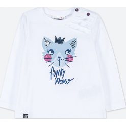 Coccodrillo - Longsleeve dziecięcy 62-86 cm. Białe bluzki dziewczęce COCCODRILLO, z nadrukiem, z dzianiny, z okrągłym kołnierzem, z długim rękawem, długie, bez kaptura. Za 39,90 zł.